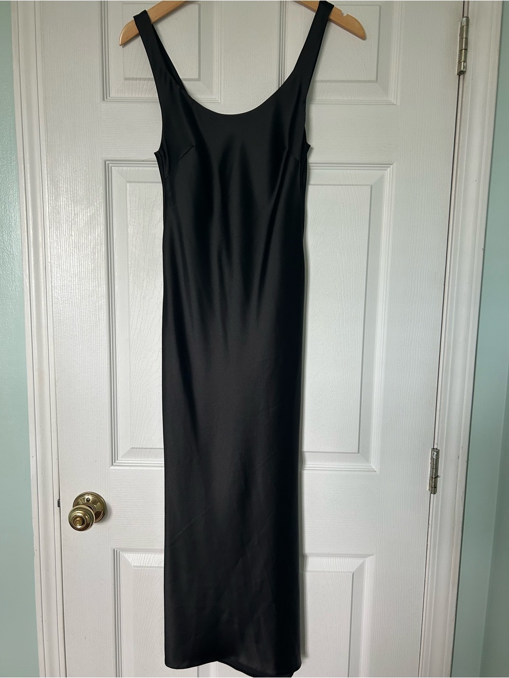 ASOS Black Midi Slip Dress with Scoop Neck